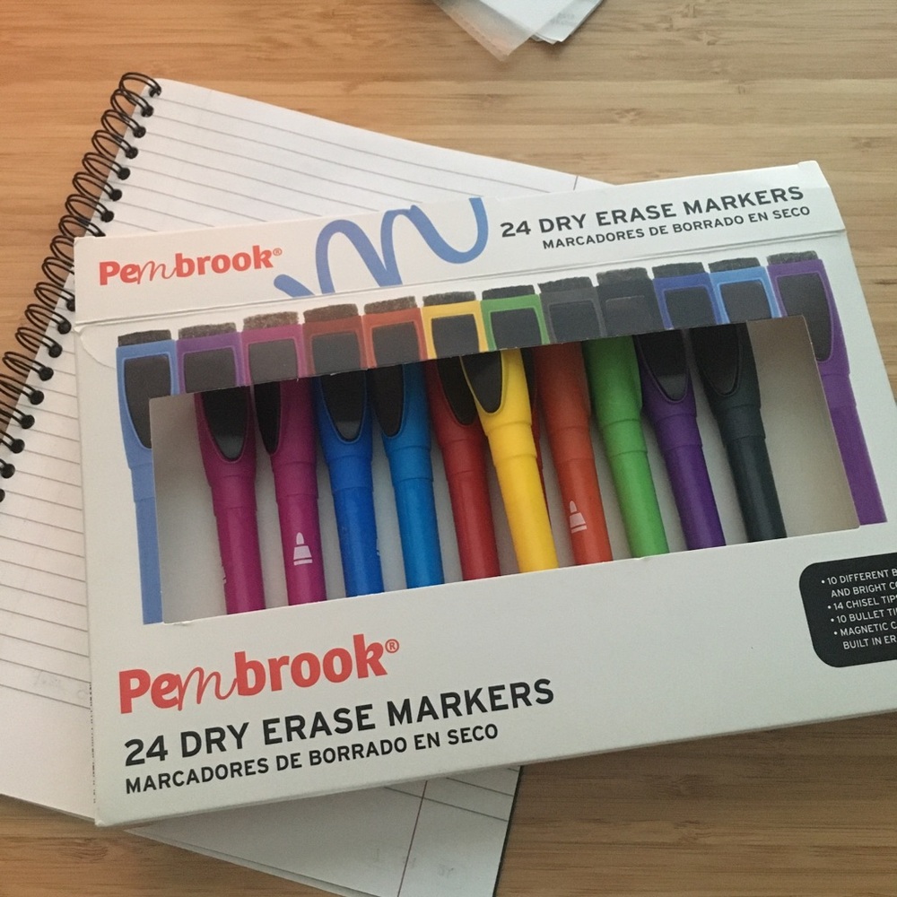 NIB Set of 11 Dry Erase Markers Various Colors Magnetic 2mm Tips